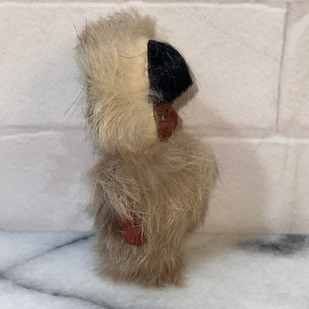 Vintage Inuit Eskimo Doll Fur Parka Hand Painted Face Brown Cultural Folk Art